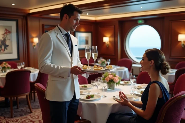 Service personnalisé en suite Costa Croisières avec champagne et amuse-bouches gastronomiques